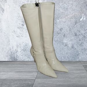 Women Vintage Leather Beige Tall Knee High Boots By Antonio Melani Size 9M